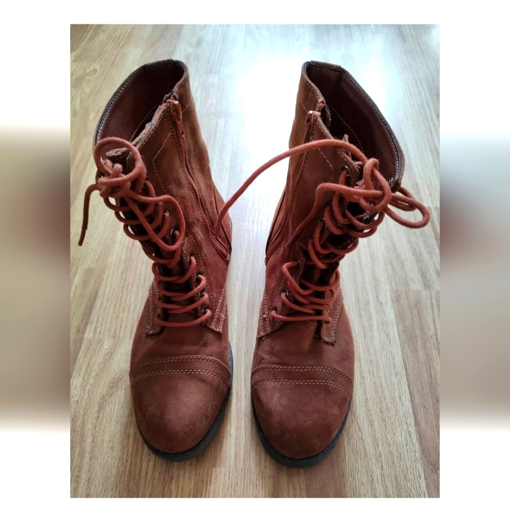 Brown Or Black Lace-Up, Side Zipper Women's Boots